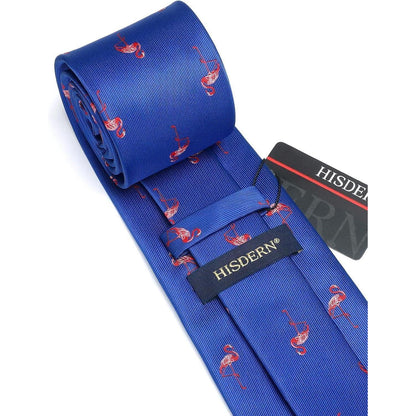 HISDERN Herren Krawatte Hochzeit Tiermuster Set Blau