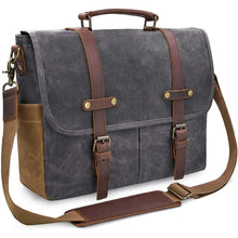 Herrentasche Canvas Wasserdicht 15.6 Laptop Vintage Grau