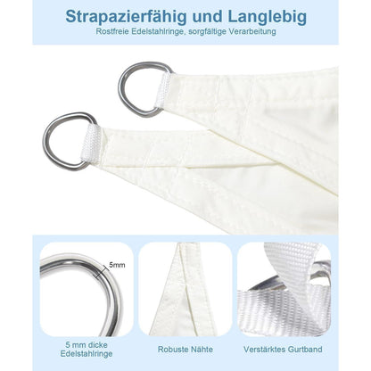 Dreieckiges Sonnensegel 5x5m Wasserdicht Cremeweiß UV-Schutz