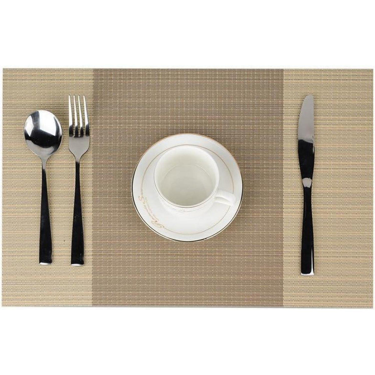 Platzsets 6er Set Gestreift Beige 30x45cm Rutschfest Hitzebeständig