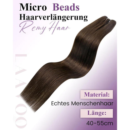 Remy Echthaar Micro Weft Tressen Braun 50g 12 Zoll