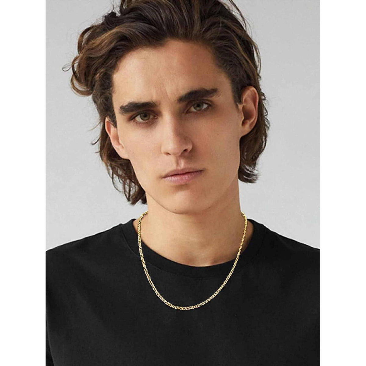 Edelstahl Weizenkette vergoldet 3mm 46cm Gold
