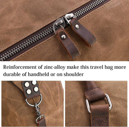Herren Vintage Leder Canvas Weekender Reisetasche Wasserdicht