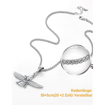 Edelstahl Halskette mit Faravahar Anhänger für Damen und Herren