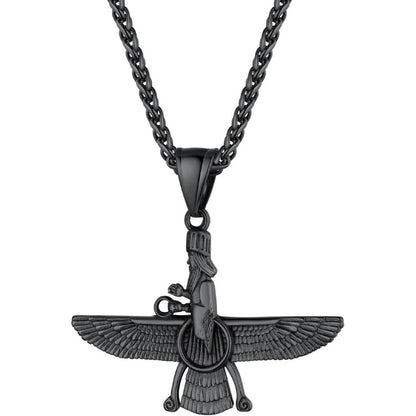 Edelstahl Halskette mit Faravahar Anhänger für Damen und Herren