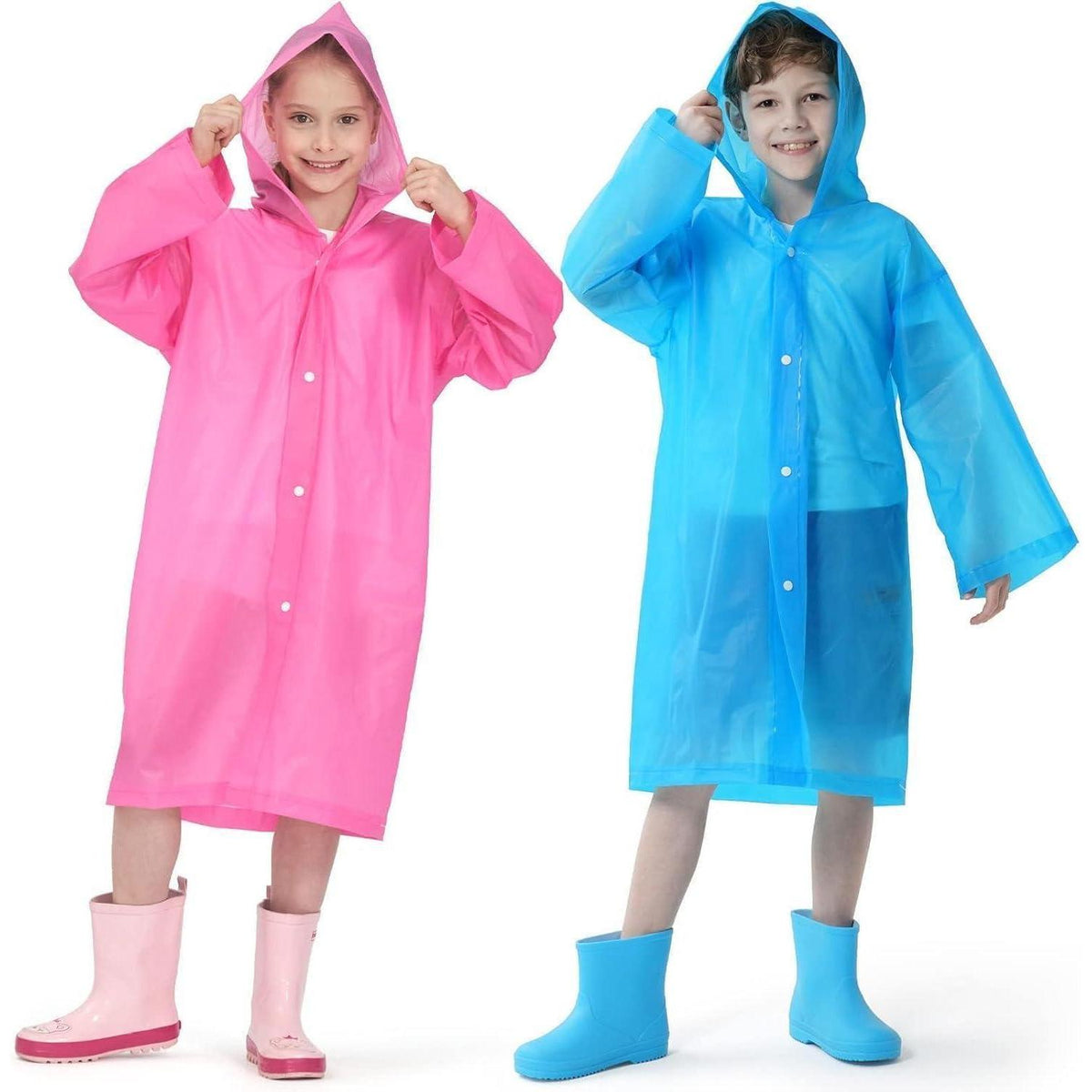 Kinder Regenponcho Set 2er Pack Blau & Rosa Wasserdicht