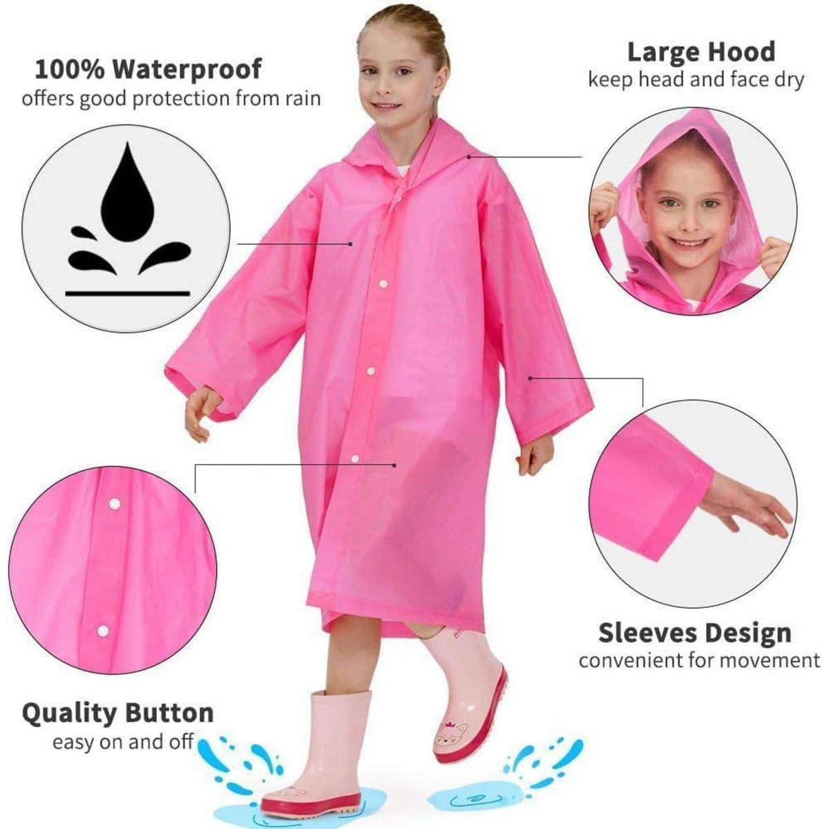 Kinder Regenponcho Set 2er Pack Blau & Rosa Wasserdicht
