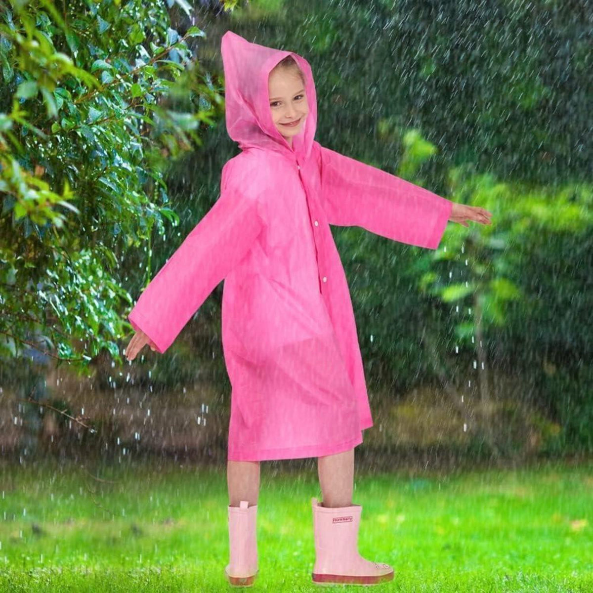Kinder Regenponcho Set 2er Pack Blau & Rosa Wasserdicht