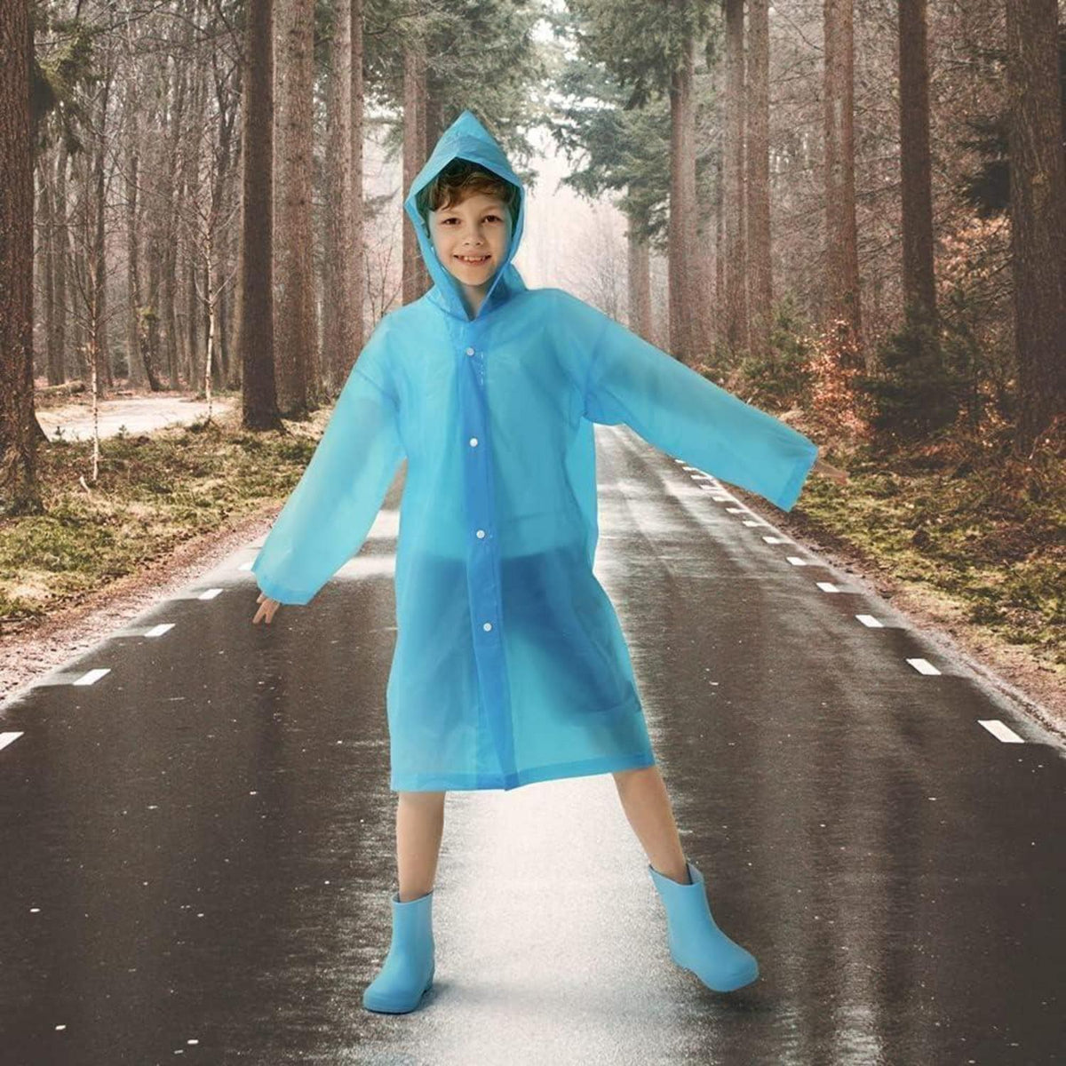 Kinder Regenponcho Set 2er Pack Blau & Rosa Wasserdicht
