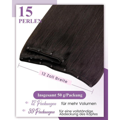 Echthaar Tressen mit Micro Rings - Braun #2 - 55cm