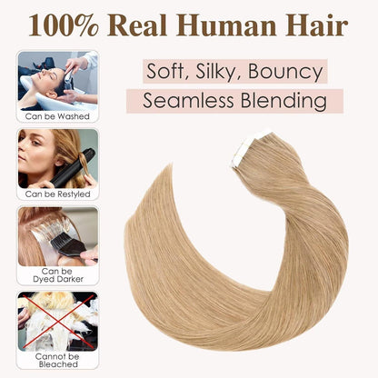 Blond Tape Extensions Echthaar 40 Stück 45 cm Remy