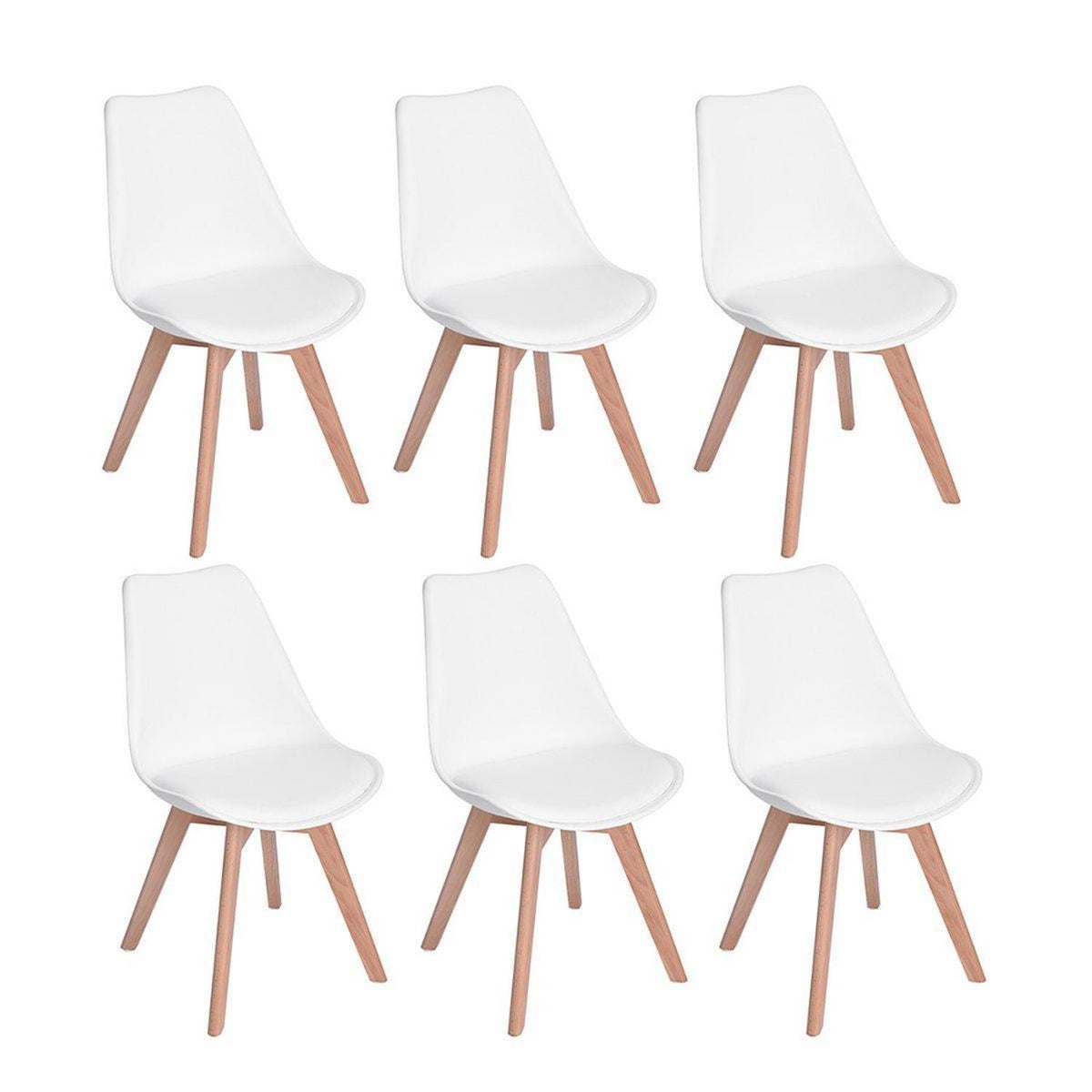 6x Esszimmerstuhl Retro Design, Buche Bein in Lederoptik