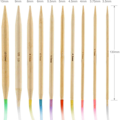 Bambus Stricknadel Set mit Zubehör – 10 Paar Rundstricknadeln