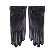 Damen Lederhandschuhe Touchscreen Lammfell warm Winter Schwarz