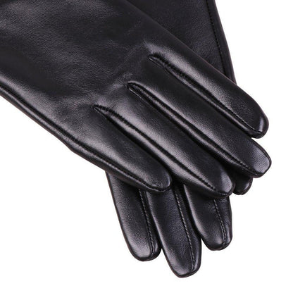 Damen Lederhandschuhe Touchscreen Lammfell warm Winter Schwarz