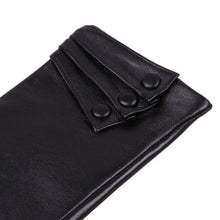 Damen Lederhandschuhe Touchscreen Lammfell Warm Schwarz S