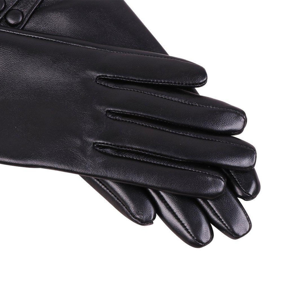 Damen Lederhandschuhe Touchscreen Lammfell Warm Schwarz S
