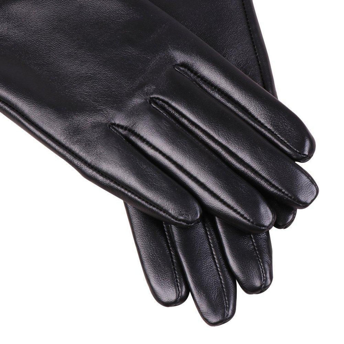 Damen Lederhandschuhe Touchscreen Lammfell Warm Schwarz S