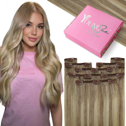 Clip-in Echthaar Extensions Ombre 40cm – Remy Haare, 120g