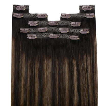 Clip-in Echthaar Extensions Ombre Braun 45cm – Remy Haare