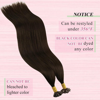 Echthaar Bondings Dunkelbraun 50cm – Keratin U-Tip Extensions