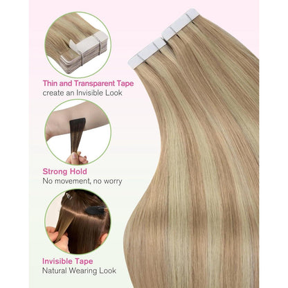 Echthaar Tape Extensions Blond 18/613 - 45cm, 50g