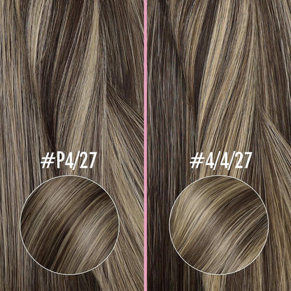 Dunkelbraunes Echthaar Nanoring Extensions 40cm - Karamellblond Highlight