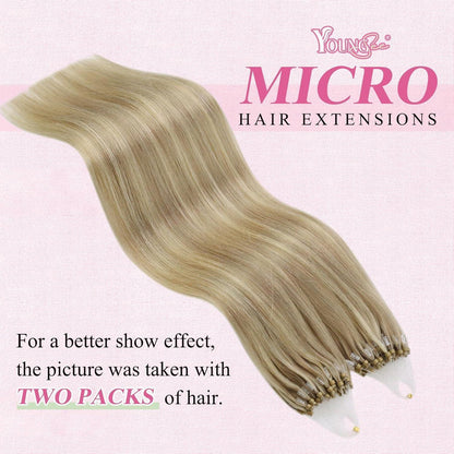 Microring Haarextensions Blond Highlights 50cm Echthaar