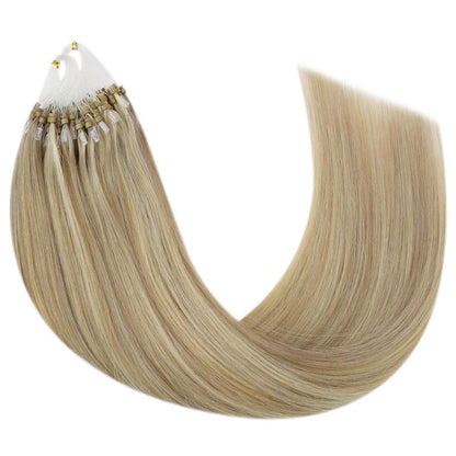 Microring Haarextensions Blond Highlights 50cm Echthaar