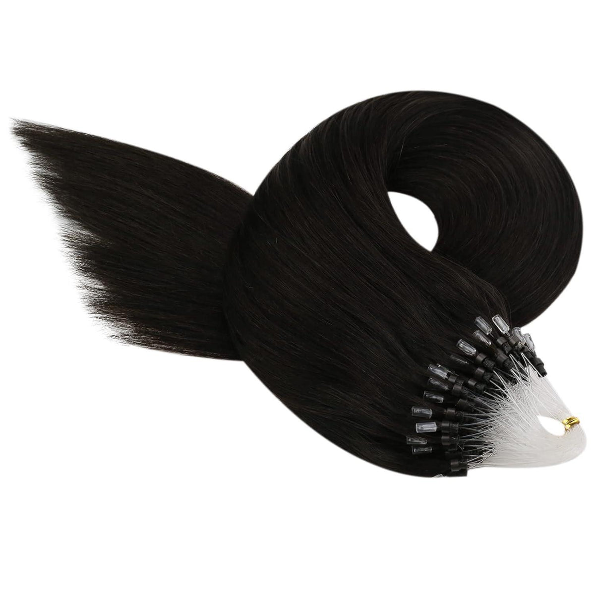 Echthaar Microring Extensions Dunkelbraun 45cm
