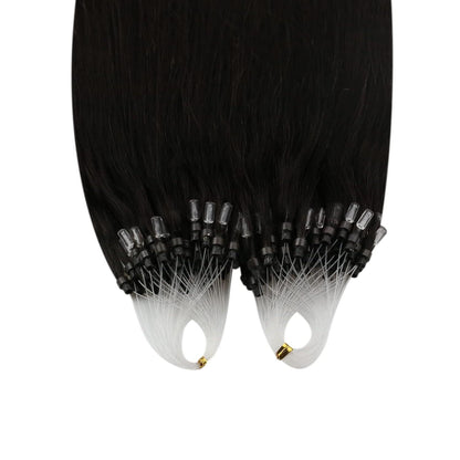 Echthaar Microring Extensions Dunkelbraun 45cm