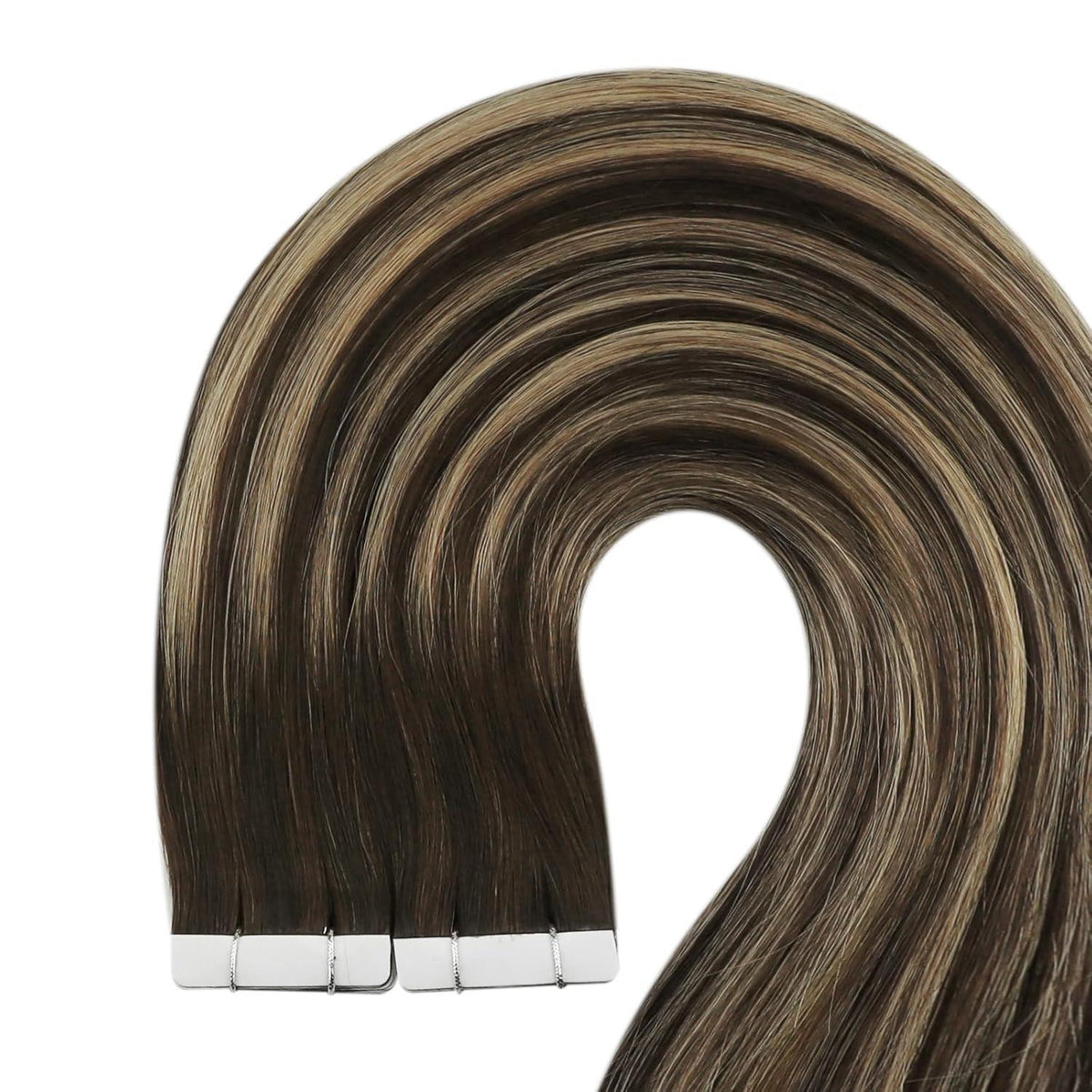 Echthaar Tape Extensions Ombre Braun Blond 45cm