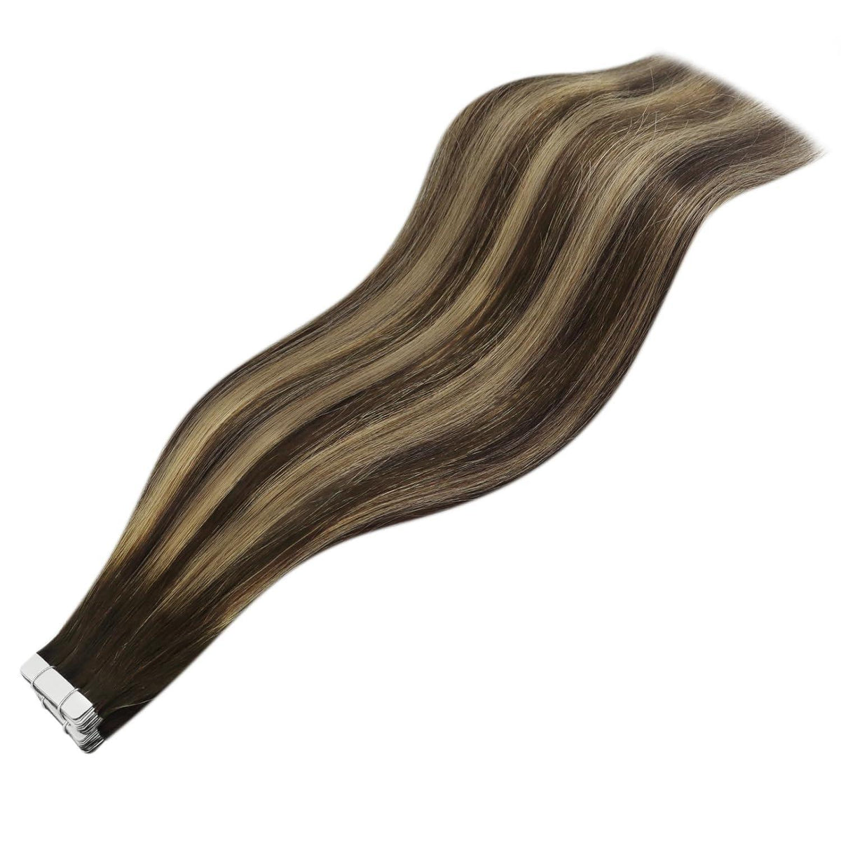 Echthaar Tape Extensions Ombre Braun Blond 45cm