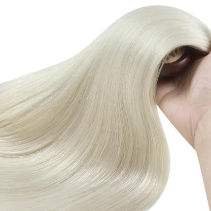 Platinblond Micro Ring Extensions Echthaar 55cm - Kaltfusion