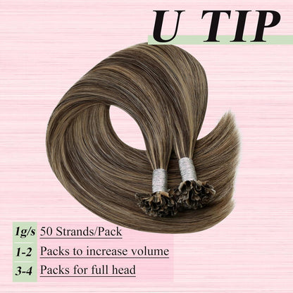 Echthaar Bondings Dunkelbraun 55cm - U Tip Extensions