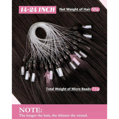 Echthaar Haarverlängerung Braun 55cm – Micro Ring Extensions