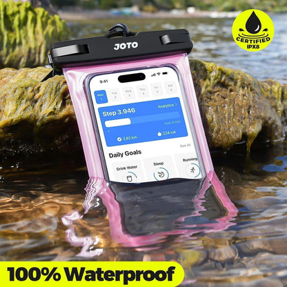 Wasserdichte Handyhülle bis 6.9" mit Umhängeband - Klarrosa