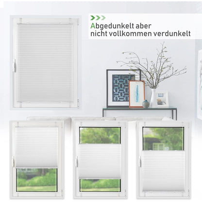 Plissee ohne Bohren Klemmrollos Plissee Rollo 100x100cm Weiß
