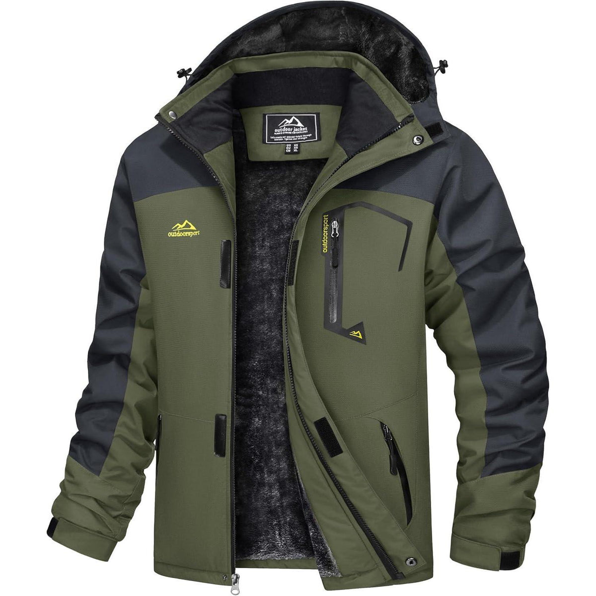Herren Winterjacke wasserdicht warm gefüttert Armeegrün XL