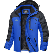 Herren Winterjacke wasserdicht warm mit Kapuze Blau