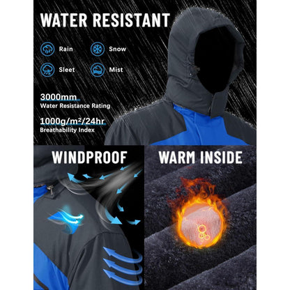 Herren Winterjacke wasserdicht warm mit Kapuze Blau