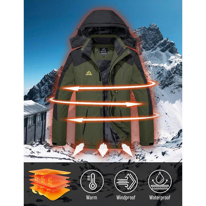 Herren Skijacke Fleece Gefüttert Winterjacke Outdoor