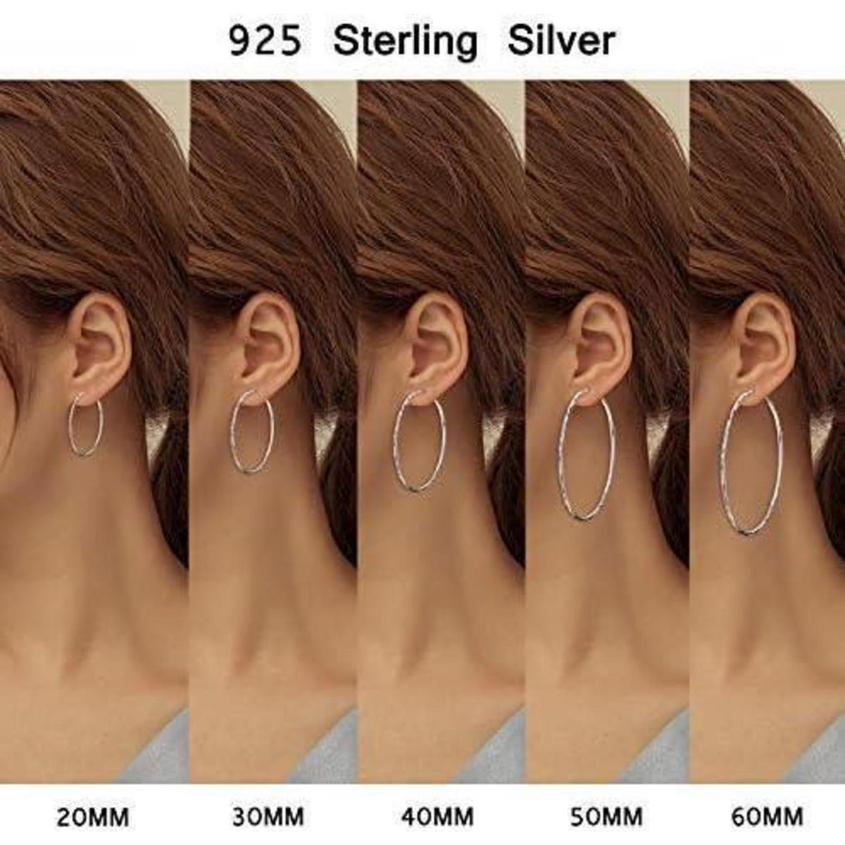 Creolen 925 Sterling Silber Kreis 50mm für Damen Mädchen