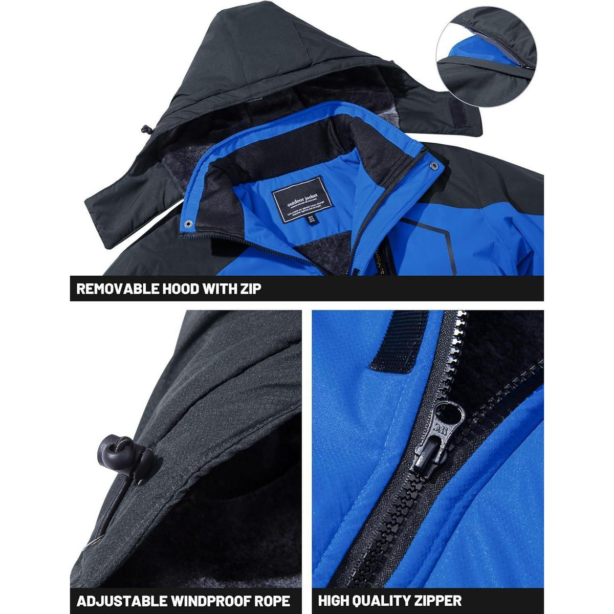 Herren Winterjacke wasserdicht & winddicht mit Fleece-Futter