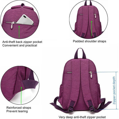 Damen Rucksack Nylon Leicht Klein Brunet Violett 9L