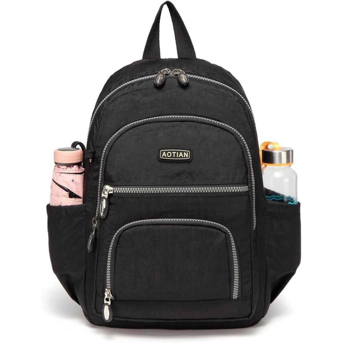 Damen Rucksack Nylon Leicht Klein 9L Schwarz