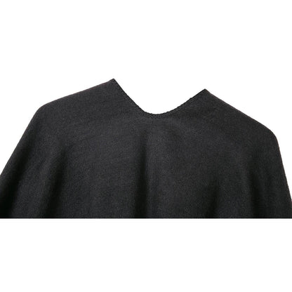 Vintage Farbblock Schal Wrap Poncho Damen Übergroß Schwarz
