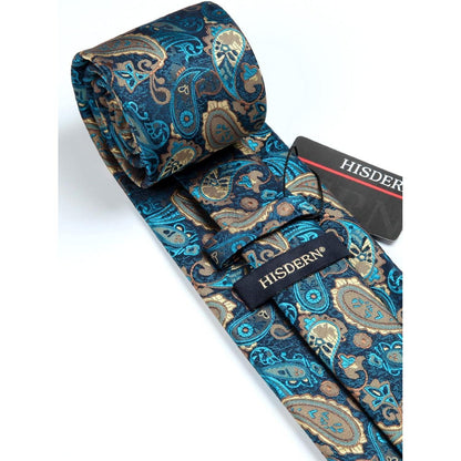 Krawatten-Set Seide Paisley Grün Gold Herren