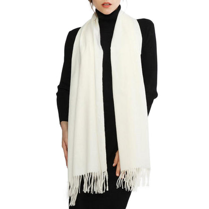 Kuscheliger Damen Schal Winter mit Fransen | Cremefarben