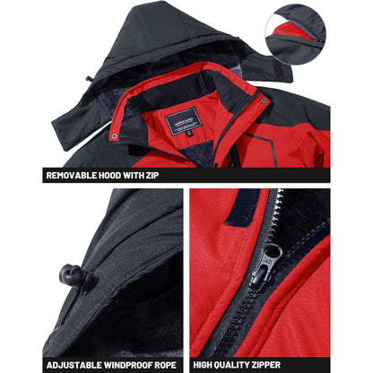Herren Winterjacke wasserdicht & winddicht mit Fleece-Futter Rot